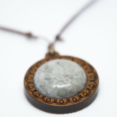 Collier bois & gemme jaspe rhyolite