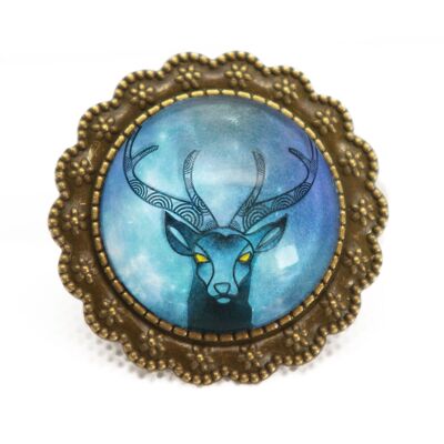 Deer legend brooch