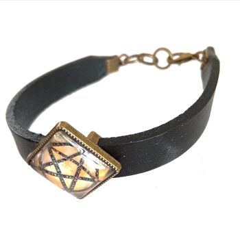 Bracelet cuir pentagramme carré