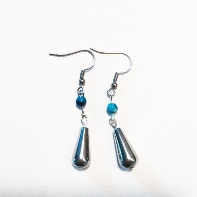 "Steel drop and blue jasper" earrings