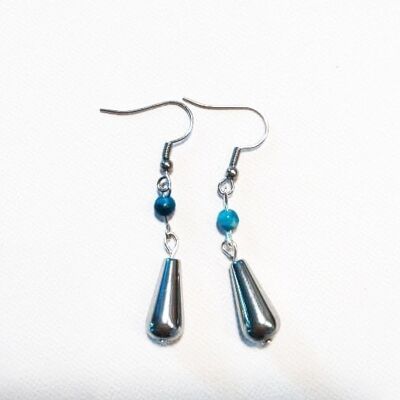 Pendientes "Gota de acero y jaspe azul"