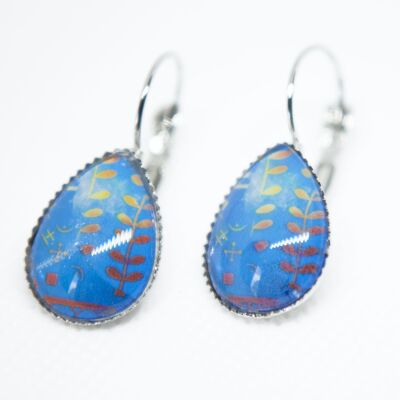 Geometric blue drop earrings