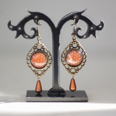 Boucles oreilles fleur de vie bronze