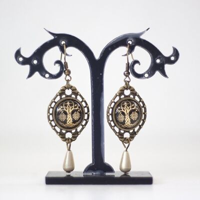 Boucles oreilles bronze Arbre de vie