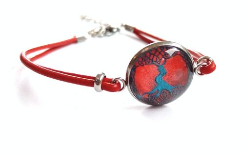 Bracelet Homme/Femme Arbre de vie infini cuir rouge