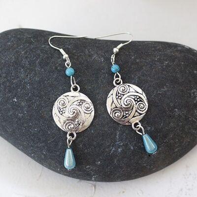 Turquoise Celtic button earrings