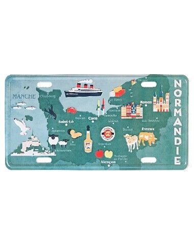 Dekorativer Metallteller kleines Modell Karte der Normandie