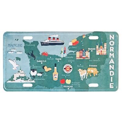 Decorative metal plate small model Map of Normandy