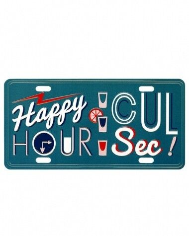 Kleine dekorative Metallplatte Happy Hour