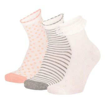 iN ControL 3pack Sneakersocks RUFFLE blanc/rose 2