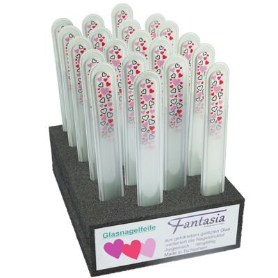 Glass file display - double-sided, etched in tempered glass
