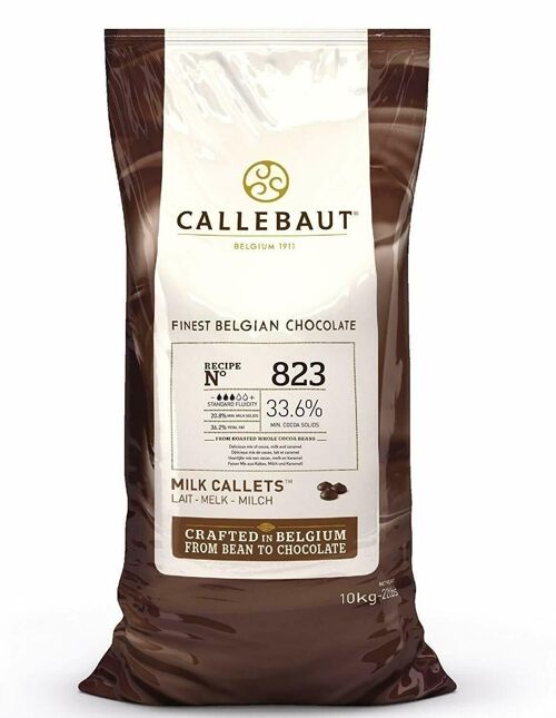 CALLEBAUT - CHOCOLAT AU LAIT  - FINEST BELGIAN CHOCOLATE N°823 - 33.6% CACAO- 10 KG - PISTOLES