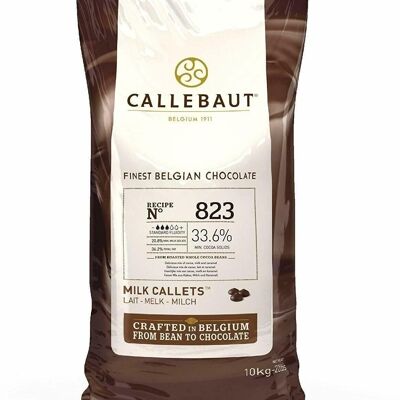 CALLEBAUT - CHOCOLATE CON LECHE - FINEST CHOCOLATE BELGA N°823 - 33,6% CACAO - 10 KG - PISTOLAS