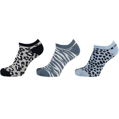 Lot de 3 chaussettes baskets ANIMAL bleu