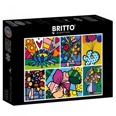 Puzzle 2000 pièces Romero Britto - Collage: Flowers