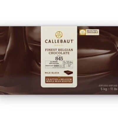 CALLEBAUT - MILK CHOCOLATE - FINEST BELGIAN CHOCOLATE N°845 - 32.7% COCOA - 5 KG BLOCK