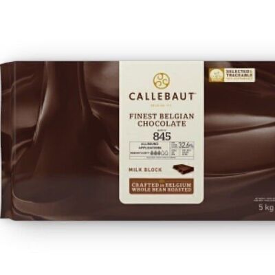 CALLEBAUT - CHOCOLAT AU LAIT  - FINEST BELGIAN CHOCOLATE N°845 - 32.7% CACAO- BLOC DE 5 KG