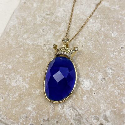 Blue Regina necklace - gold plated
