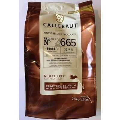 CALLEBAUT - CHOCOLATE CON LECHE - FINEST CHOCOLATE BELGA N° 2665 - 32,9% CACAO - 2,5 KG - PISTOLAS