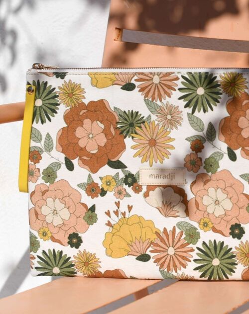 POCHETTE D'ORDINATEUR LOTI FLEURS KAKI