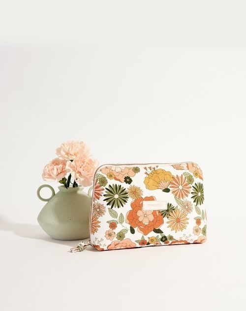 TROUSSE DE TOILETTE MARIA FLEURS KAKI