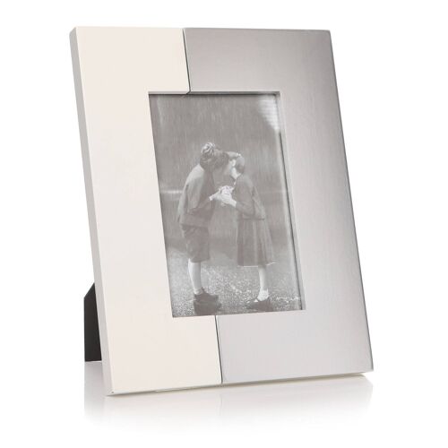 Photo Frame - 4x6 White Silver Contrast