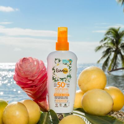 Spray Idratante SPF 50+ - Protezione Solare Molto Alta Viso e Corpo - Monoï De Tahiti - Protezione UVA/UVB - Resistente all'Acqua e Anti Macchie Bianche