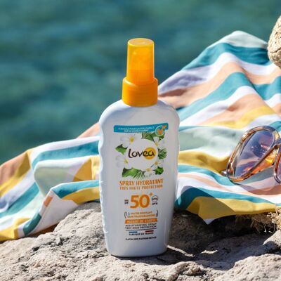 Spray Hidratante SPF 50+ - Muy Alta Protección Solar Rostro & Cuerpo - Monoï De Tahiti - Protección UVA/UVB - Resistente al Agua & Anti Marcas Blancas