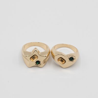 Glistening Duo Chunky Gold Ring Set
