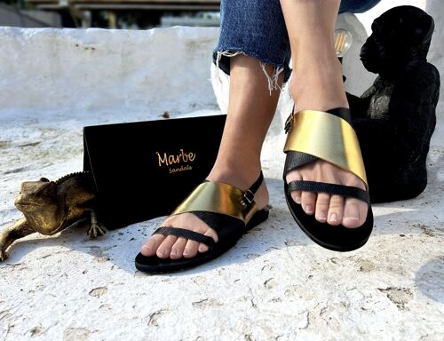 Women Strappy handmade Greek Leather Sandals : Myrto