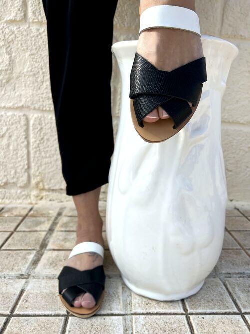 Women Flat Leather Greek Sandal , Closed-Toe Sandal , summer shoes : Chloe