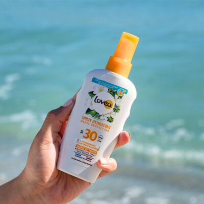 Feuchtigkeitsspray SPF 30 – Hoher Sonnenschutz für Gesicht und Körper – Monoi De Tahiti – UVA/UVB-Schutz