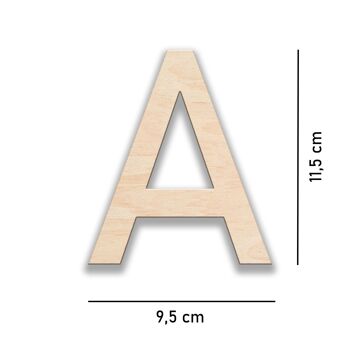 Lot de 500 lettres en bois autocollantes (A-Z) de 11 cm de haut pour peindre et bricoler soi-même - porte-nom ♥︎ fabriqué en Allemagne 3