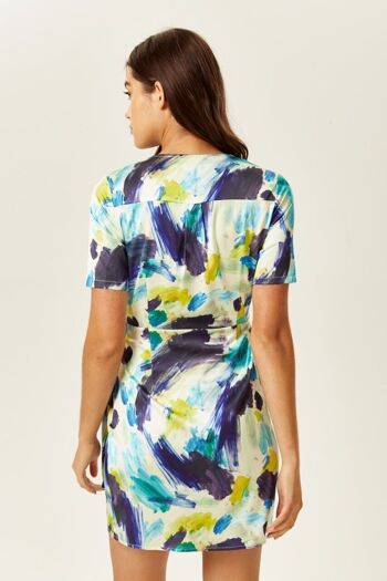 Mini robe portefeuille à imprimé abstrait multicolore 16