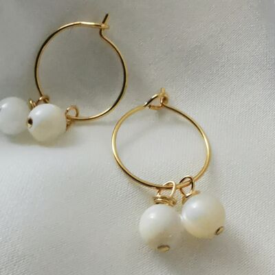 Women's serenity mother-of-pearl hoop earrings set