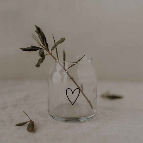 Vase aus Glas klein Herz (VE = 6 Stk)