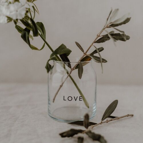 Vase aus Glas klein Love (VE = 6 Stk)