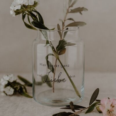 Vase aus Glas groß Liebe (VE = 6 Stk)