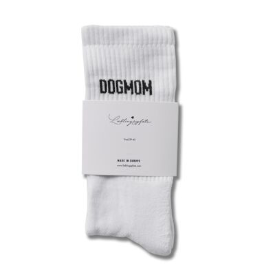 "DOGMOM" Socken Weiss