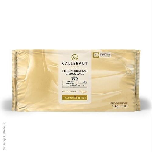 CALLEBAUT - CHOCOLAT BLANC - 28% CACAO -FINEST BELGIUM CHOCOLATE - RECETTE W2  -BLOC DE 5KG