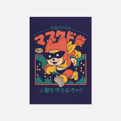 Postkarte "Maskierter Shiba" - Größe A6