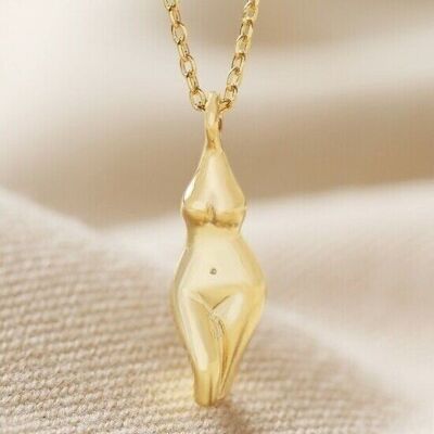 Feminine Figure Pendant Necklace in Gold