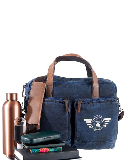 Vintage Aviator business bag blue 5893-27