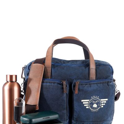Vintage Aviator business bag blue 5893-27