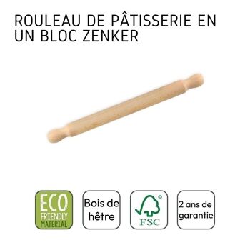 Rouleau à pâtisserie en bois certifié FSC 35 cm Zenker Smart Pastry 2