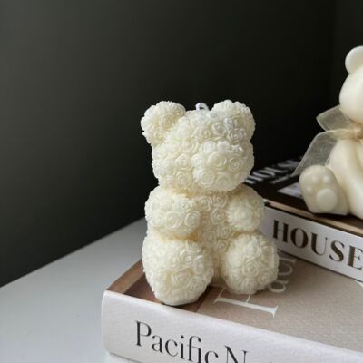 Cream Teddy bears candle