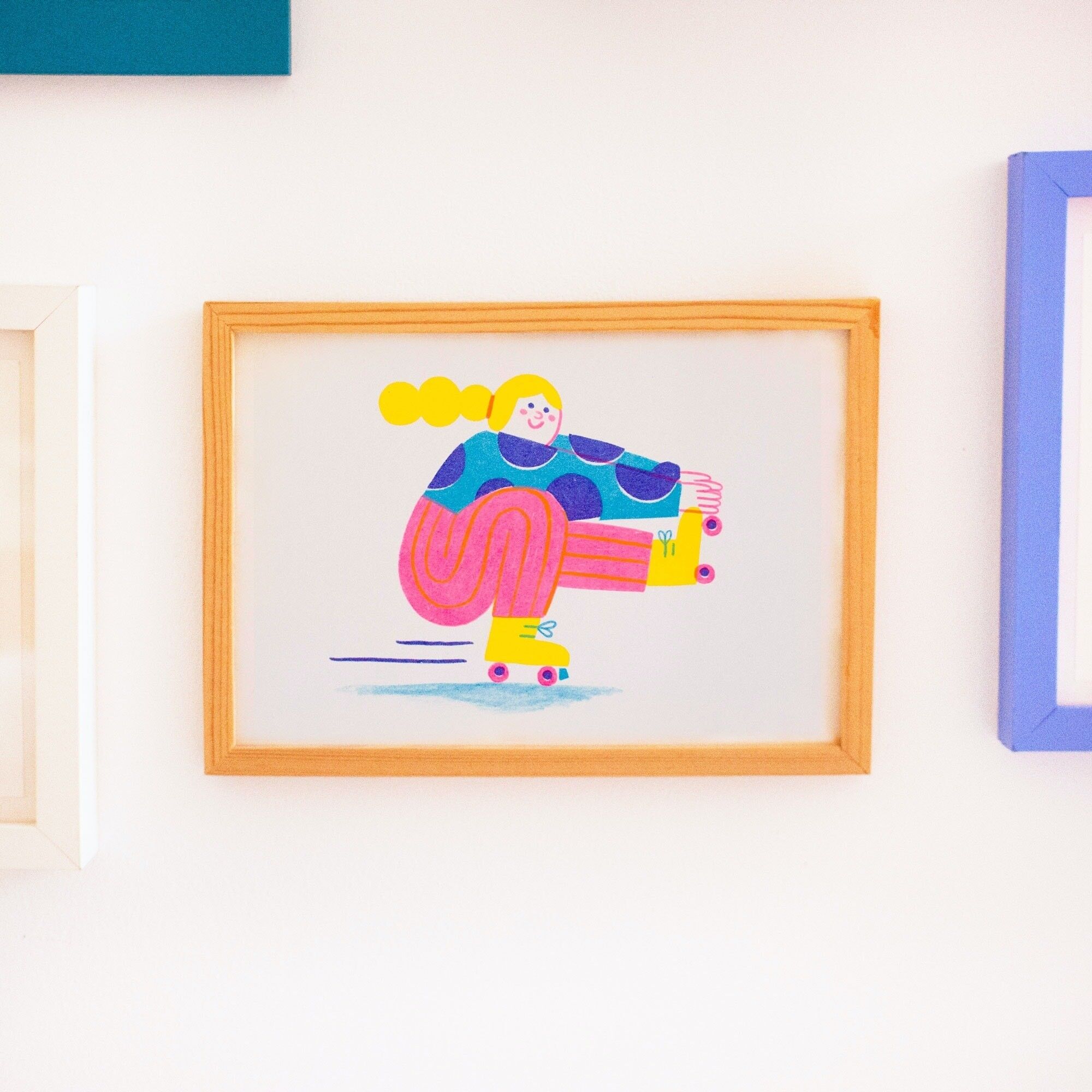 Samantha, la pattinatrice a rotelle // A5 Risograph Print Illustration