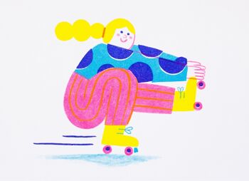 Samantha, la patineuse à roulettes // A5 Risograph Print Illustration 3