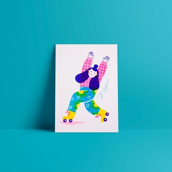 Julia, la patineuse à roulettes // A5 Risograph Print Illustration 2