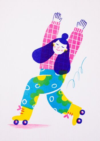 Julia, la patineuse à roulettes // A5 Risograph Print Illustration 3